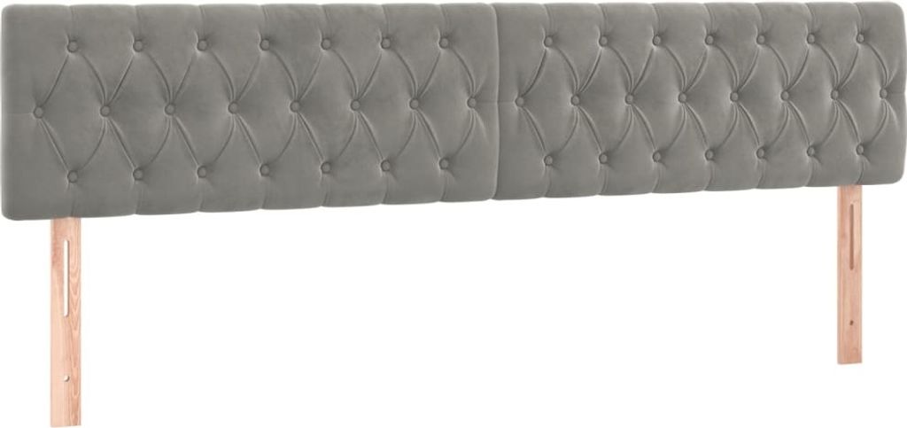 vidaXL Kopfteile Hellgrau 200x7x78/88 cm Samt