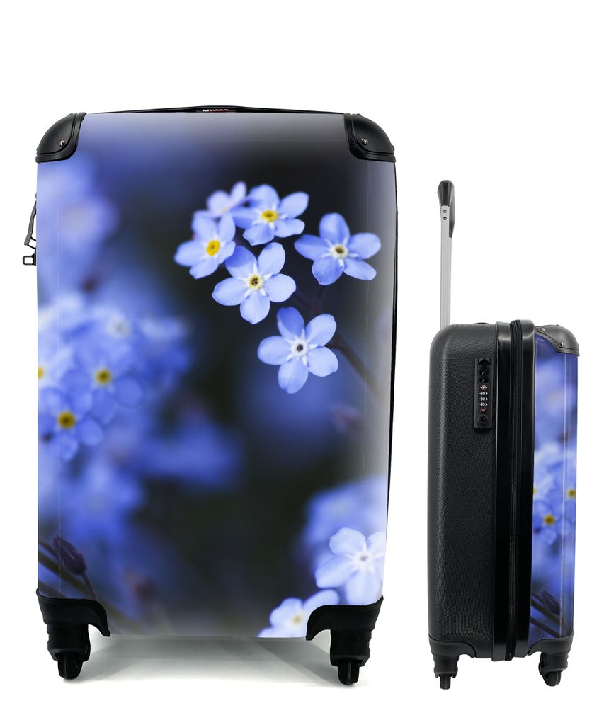 MuchoWow Koffer Handgepäck Trolley Rollkoffer Kleine Reisekoffer mit 4 Rollen - Nahaufnahme eines Vergissmeinnicht - Cabin Size < 55x40x23 cm & ...