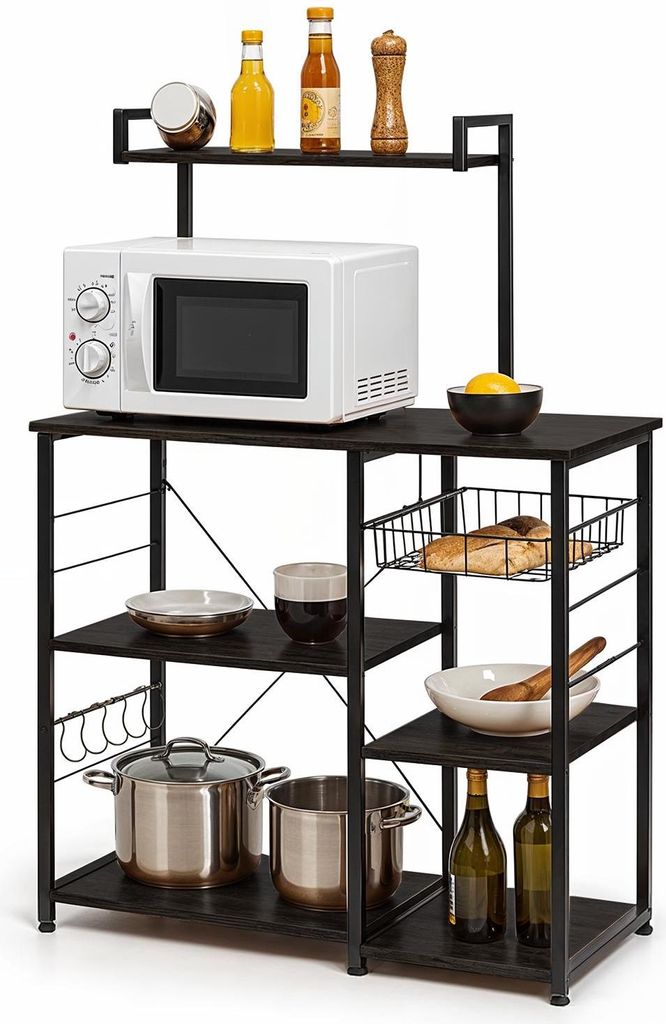 Goliving Küchenschrank - Küchenregal hochkant - Mikrowellenschrank - Organizer - 40x90x132 - Schwarz