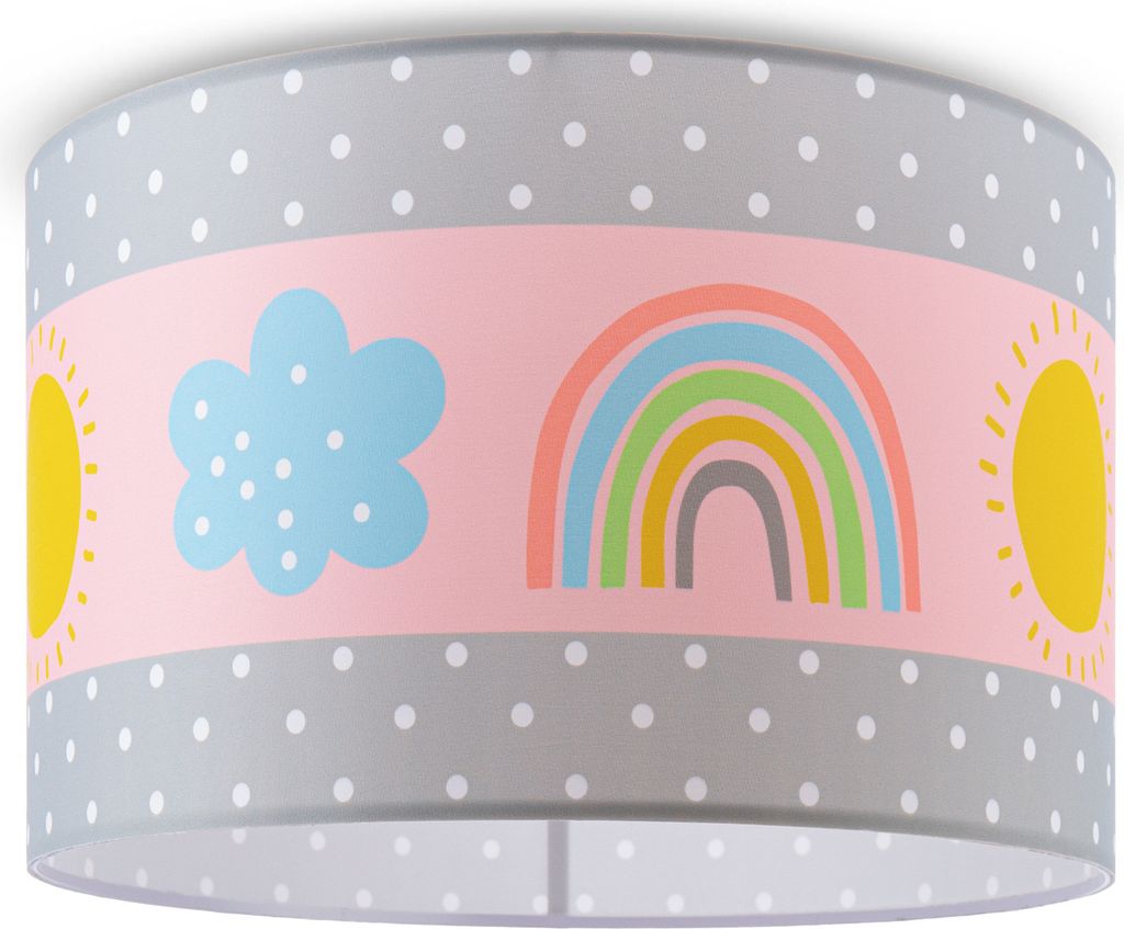 Deckenlampe Kinder Pendelleuchte Kinderzimmer Stoffschirm Rund Bunt Baby E27