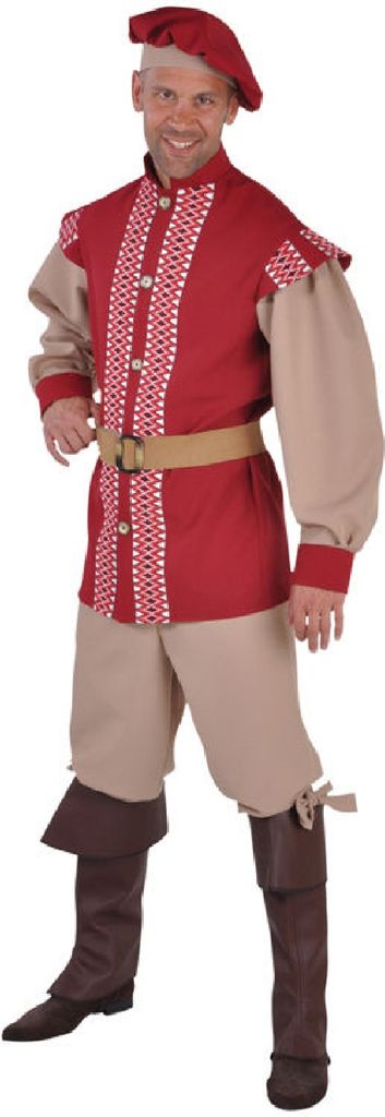 M212226-XL-A rot-beige Herren Burgherren Gutsherren Handelsmann Kostüm Gr.XL