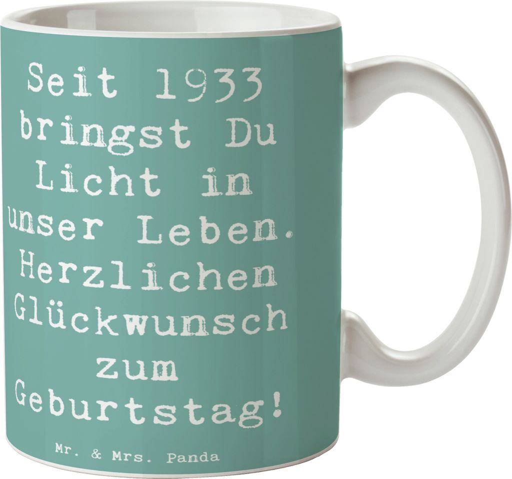 Mr. & Mrs. Panda Tasse Spruch 1933 Geburtstag - Meeresbrise - Geschenk, Geburtsjahr, feiern, warmes Herz, Happy Birthday, Pott, mit Motiv, Geburtst...