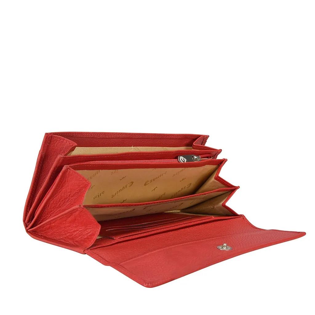 Porte-Monnaie Cuir Rouge Primavera Esquire avec Compartiments Multiples - 5