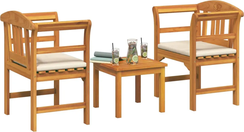 Salon de jardin Rose 3 pcs en bois d'acacia massif - Ensemble extérieur