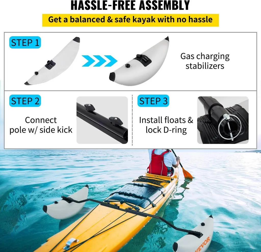 Kit de stabilisation pour canoë et bateau de pêche avec flotteurs