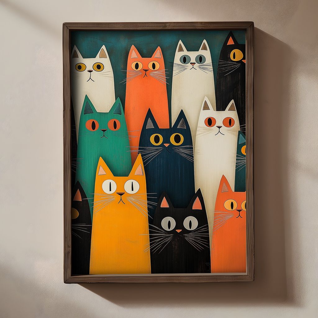 Wallity, TUN020-L, Dekoratives gerahmtes MDF-Gemälde, Mehrfarbig, 100 % MDF, 35 x 47 x 2 cm