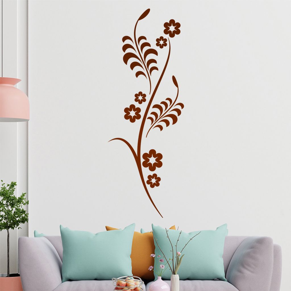 Sternen - Blüten - Pflanze Wandtattoo in 6 Größen - Wandaufkleber Wall Sticker - Dekoration, Küche, Wohnzimmer, Schlafzimmer, Badezimmer