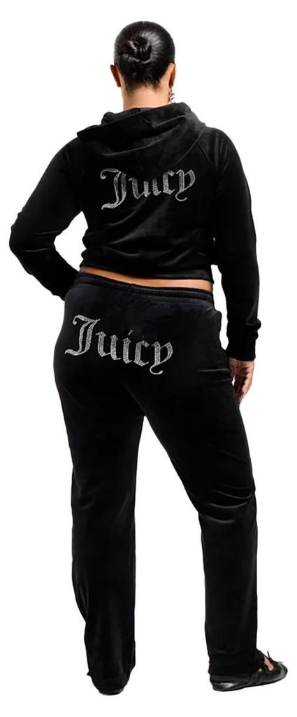Juicy Couture Tina Velour Track Pant With Diamante Branding Productafbeelding 