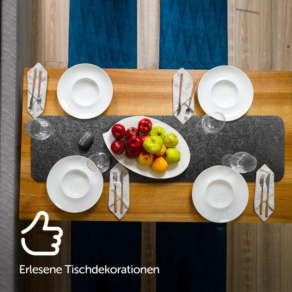 Décoration de Table de Fête Chemin de Table Feutre 100x30cm Anthracite