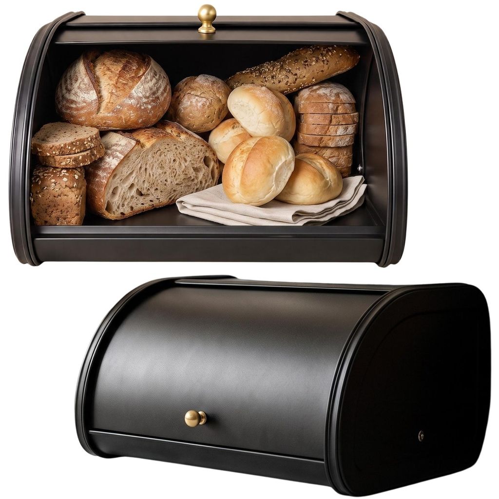 Boîte à pain en métal avec couvercle à persienne, Image du produit 