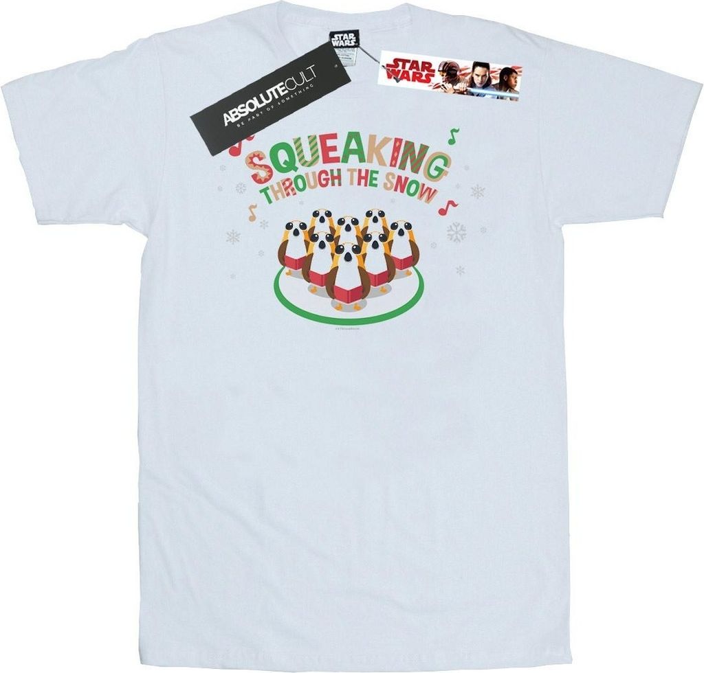 Star Wars - "The Last Jedi Squeaking Rolling Through The Snow" T-Shirt für Herren BI47027 (XL) (Weiß)