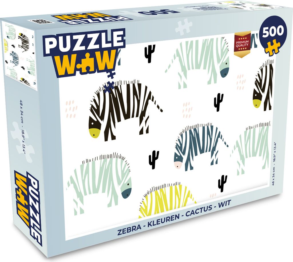 MuchoWow Puzzle 500 Teile Zebra - Farben - Kaktus - Weiß - 500 Teile - Kinder - Selberbauen - Puzzlespiele