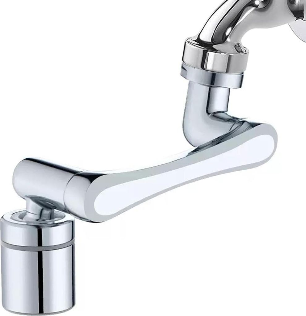 Schwenkbarer Wasserhahnauslauf (1440°) – 2-Düsen-Luftsprudler mit 20/22/24-mm-Adapter für Küche oder Bad