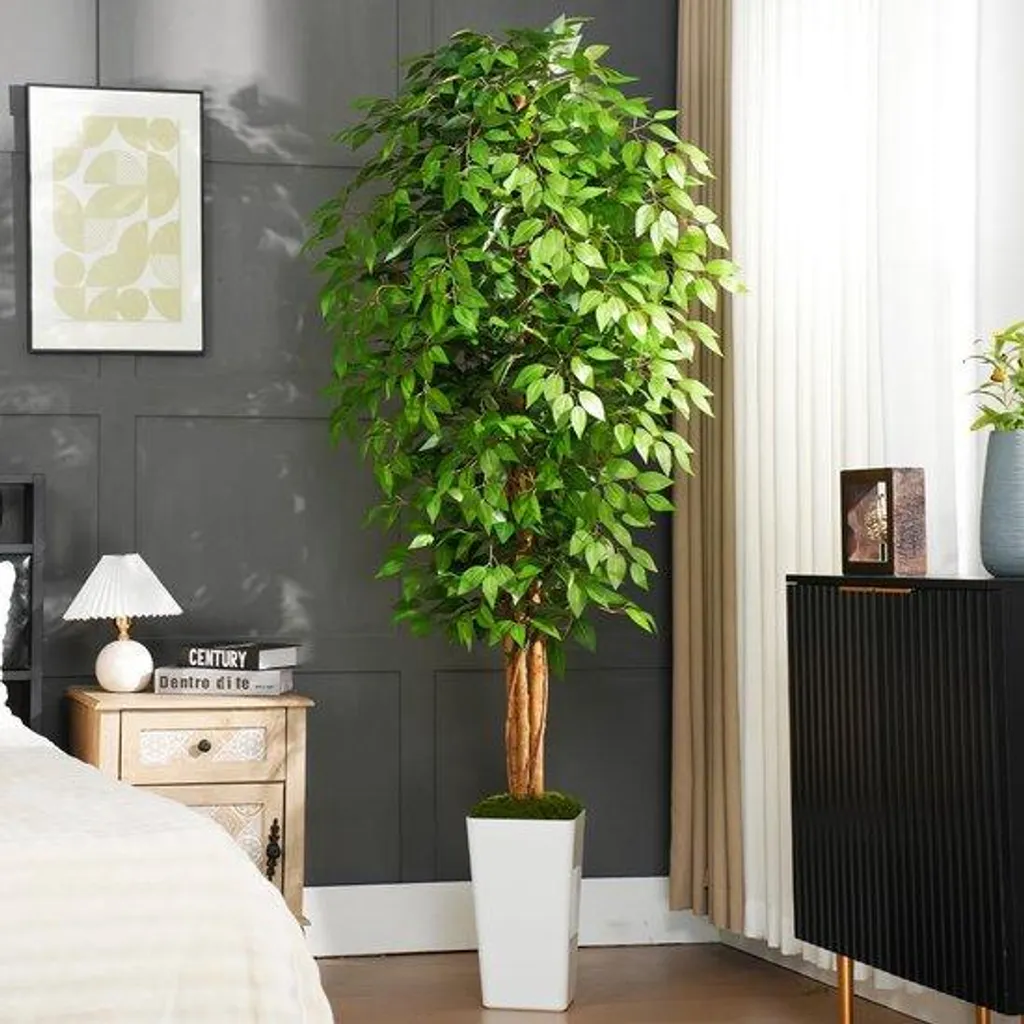 Arbre Artificiel Ficus Géant 210 cm en Pot pour Salon et Bureau Moderne