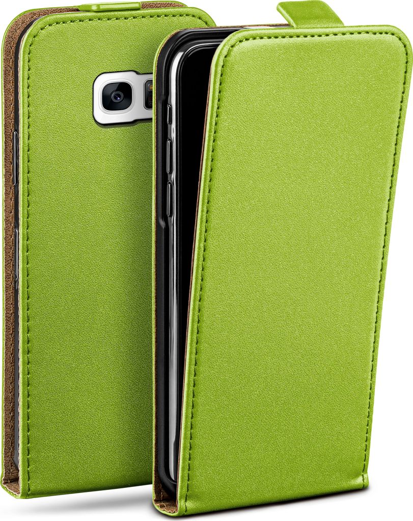moex Flip Case kompatibel mit Samsung Galaxy S7 Edge - Hülle mit 360 Grad Schutz, Grün