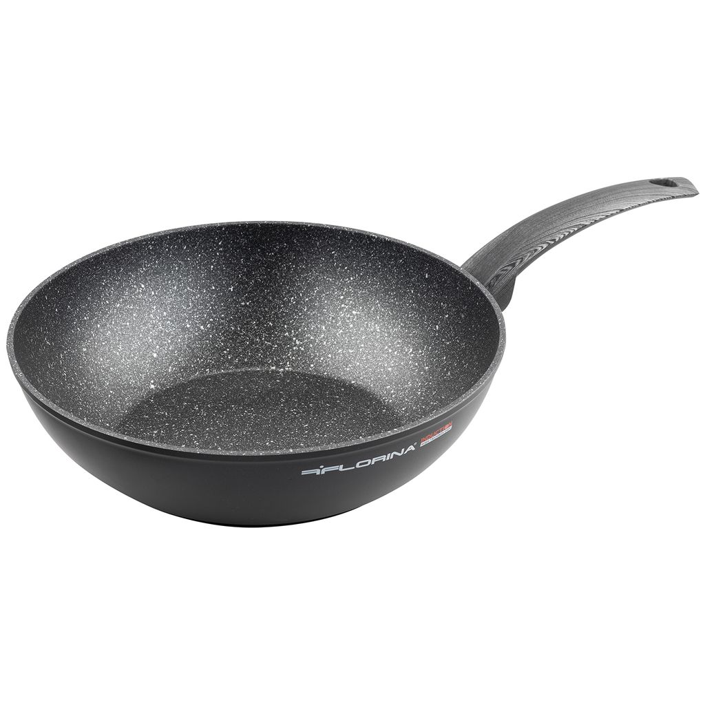 FLORINA - Wokpfanne aus Aluminium BONO I 28 cm Durchmesser I Pfanne Induktion I Antihaftbeschichtete Wok Pfanne I Traditionelle Asiapfanne I Geeign...