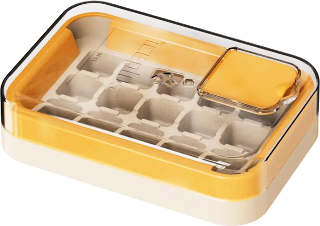 Eiswürfelschale mit Deckel, 15 Würfel, Eisgitter, leicht zu lösender Silikonboden, stapelbare Eisschalen für den Gefrierschrank