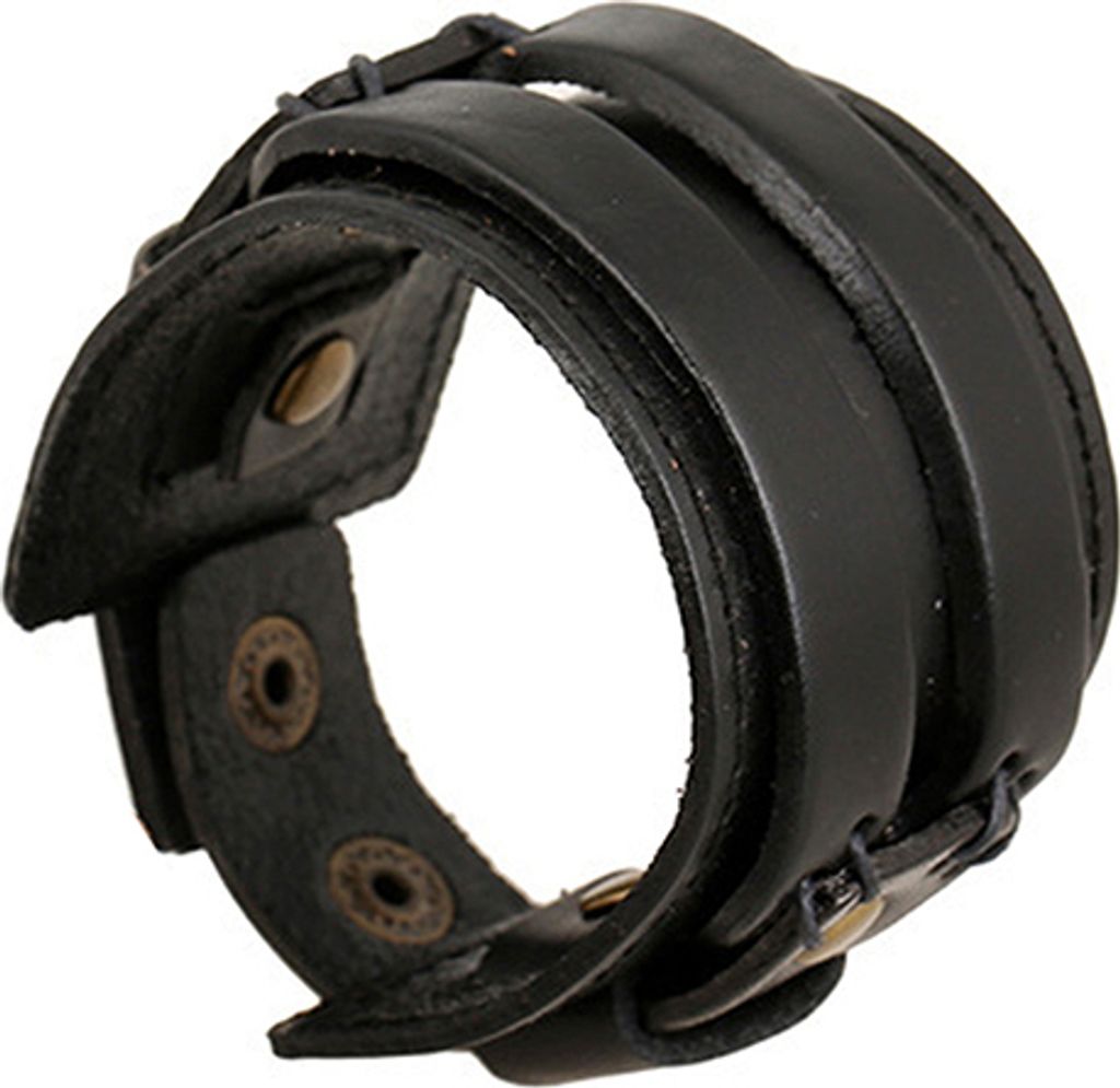 Männer Frauen Punk Retro Breite Kunstleder Gürtel Armband Armband Schmuck Geschenk-Schwarz