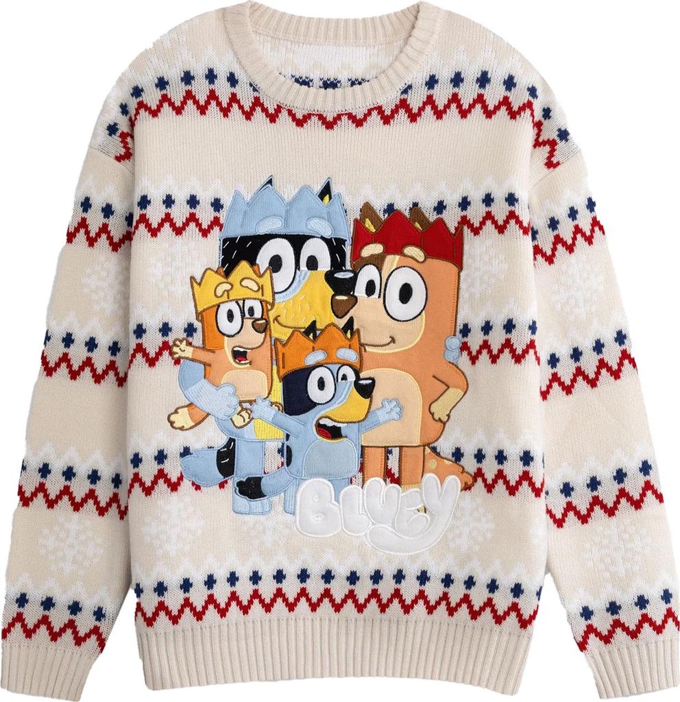 Bluey - Pullover für Herren/Damen Uni, weihnachtliches Design NS9081 (L) (Beige)