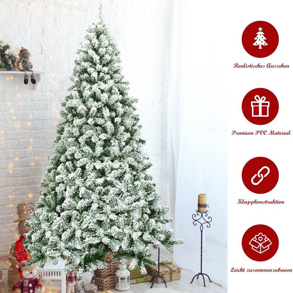 225 cm Schneebedeckter künstlicher Weihnachtsbaum mit Metallständer