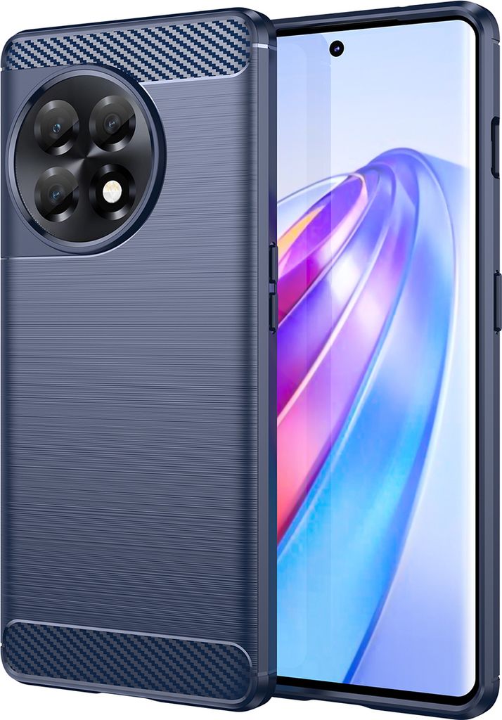 OnePlus 11R Hülle, Carbon-Faser TPU Silikon Stoßfest Schutzhülle für OnePlus 11R Blau