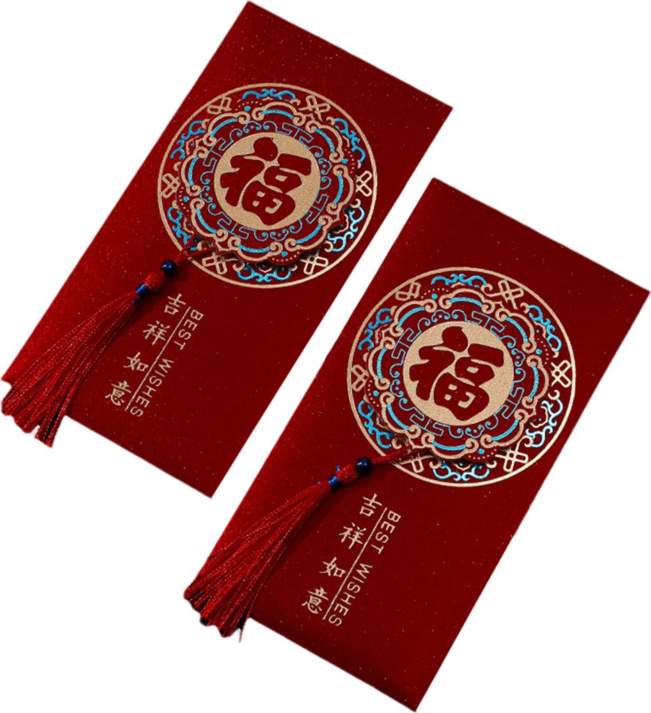 2 Stück rote Umschläge zum Neujahr 2025 Hong Bao-Pakete, chinesischer Glücksgeld-Umschlag für Frühlingsfest, Geburtstag, Hochzeit