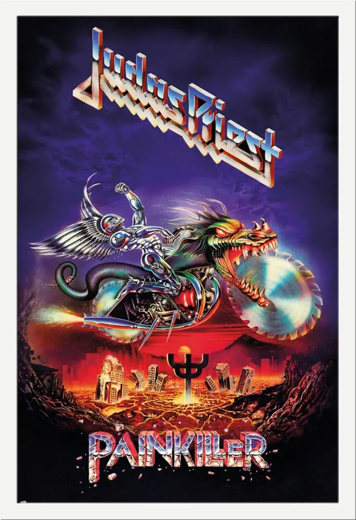 Regalo Perfetto Metal: Judas Priest Painkiller Poster con Cornice Bianca