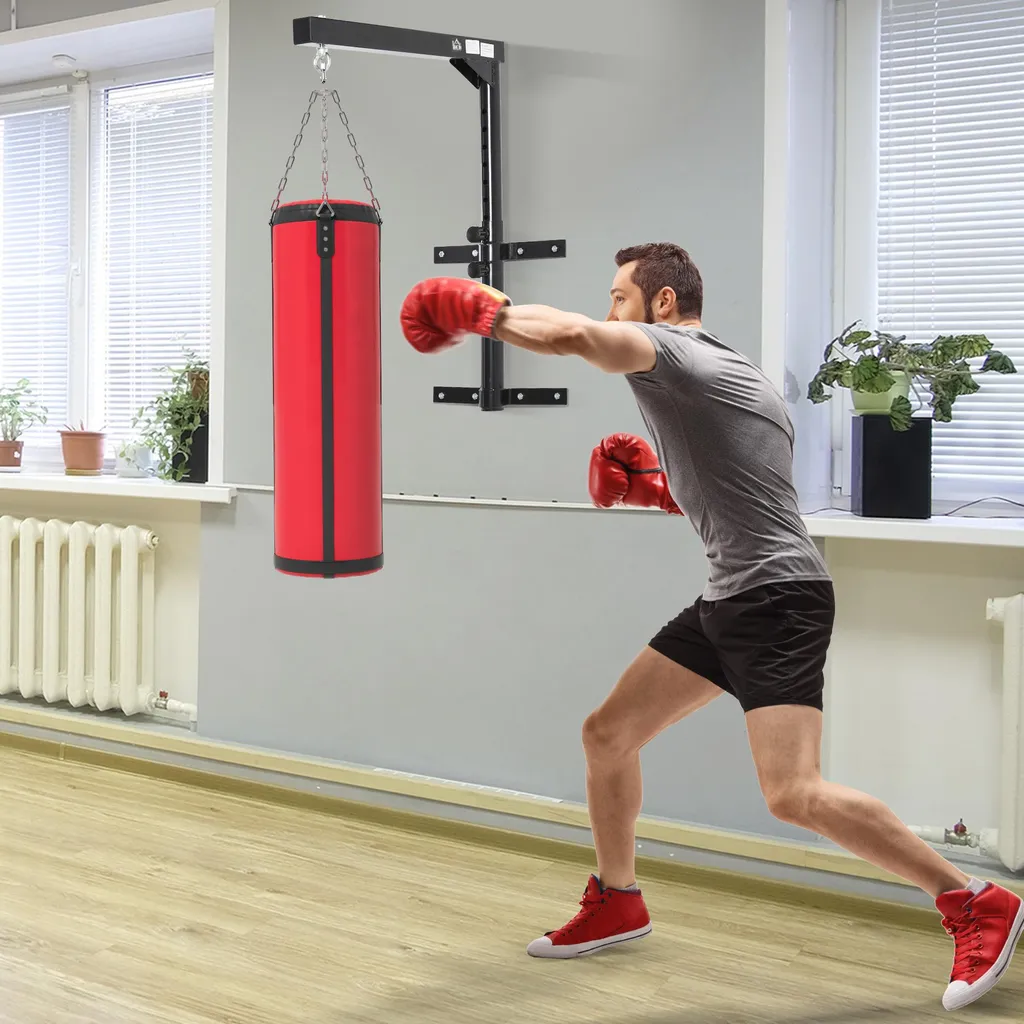 Support de Boxe Robuste en Acier HOMCOM - Hauteur Ajustable Max 100kg - 2