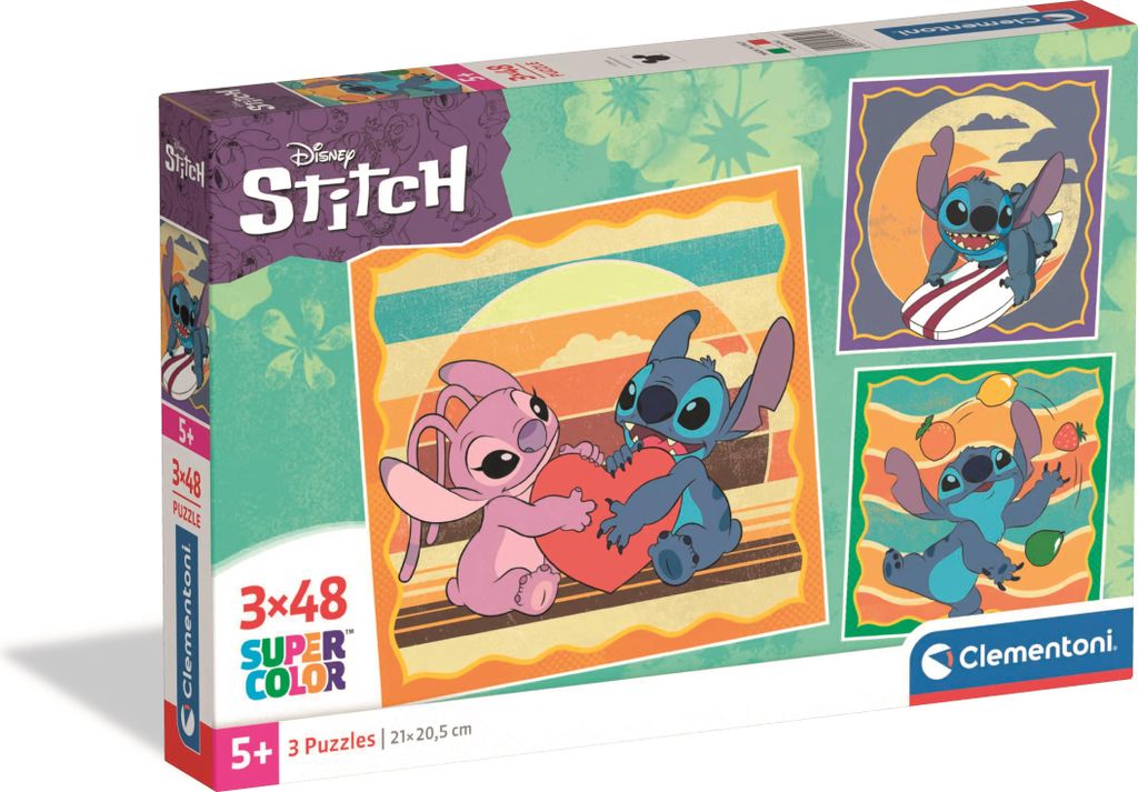 Clementoni Puzzle Disney Stitch 3x48 elementw  Oryginalny Produktbild 