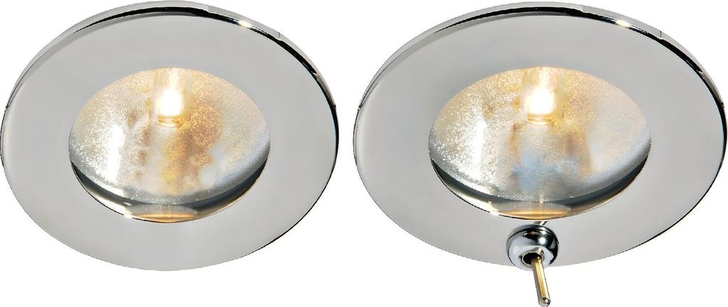 12V Halogen Einbaustrahler, 10W Edelstahl Deckenleuchte hochglanzpoliert, mit oder ohne Schalter, für Wohnmobile & Boote Größe: Ohne Schalter IP65