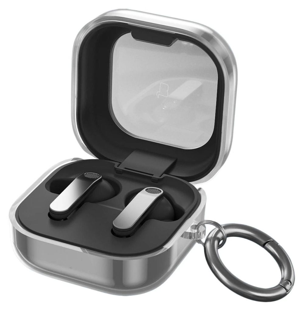 Elastische Hülle mit Karabiner für Galaxy Buds 4 / 4 Pro, Bizon Case Headphone Clear, Transparent