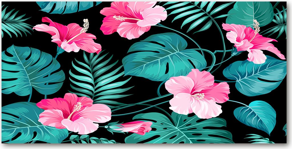 Tulup Leinwandbild -100x50 cm - Wandkunst - Drucke auf Leinwand - Leinwanddruck - Blumen & Pflanzen - Rosa - Tropische Blumen