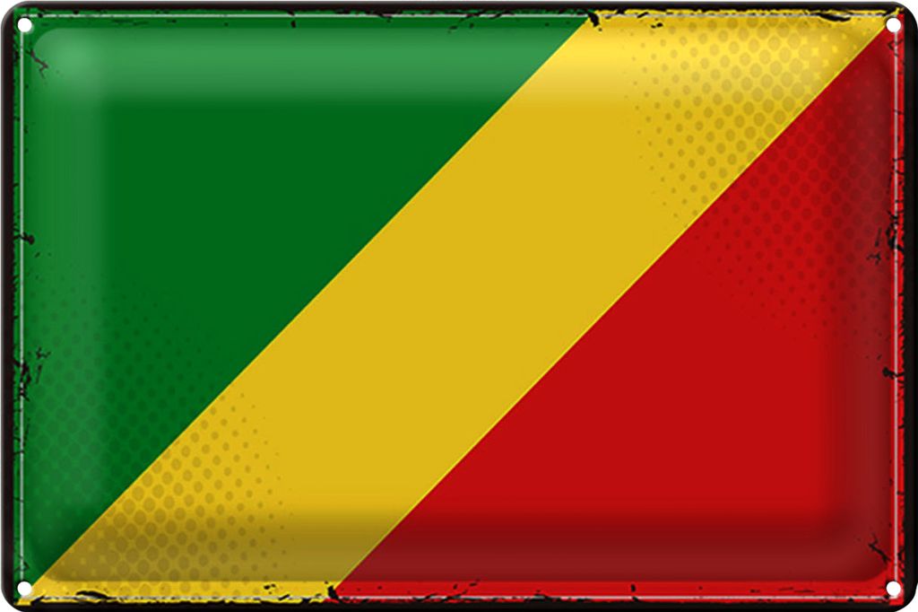 Blechschild Flagge Kongo 40x30cm Retro Flag of the Congo
