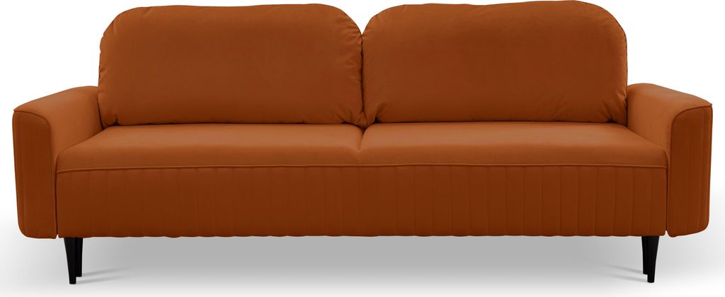 Sofa FILO mit Schlaffunktion, Schlafsofa, Wohnzimmersofa, Couch, Soffa, Bettsofa, Velours-Stoff – Kupferfarben VELLUTO 33