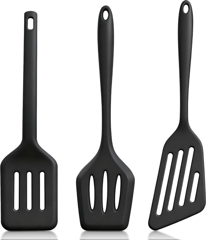 3 Stš¹ck Pfannenwender Silikon, Spatula aus Lebensmittelechtem, Bratenwender, Geschlitzt, Antihaftbeschichtet, Hitzebest?ndig, Ideales Kochgeschi...
