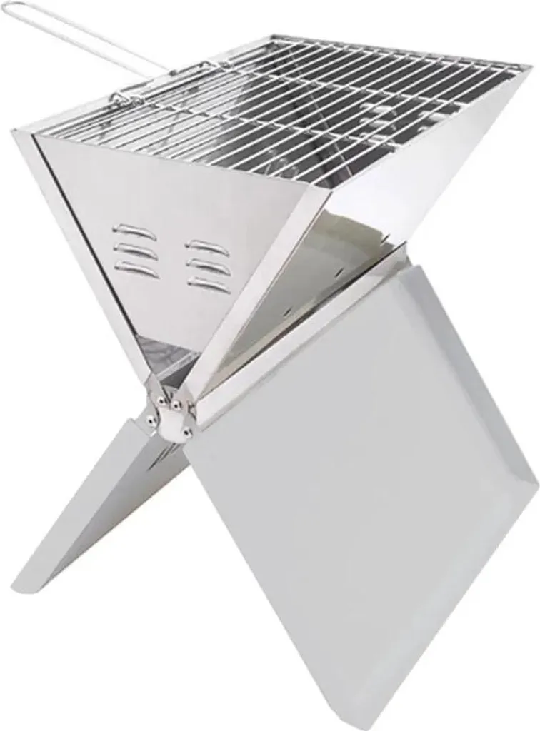 Gril BBQ portable en inox pour camping et pique-nique 36x25 cm