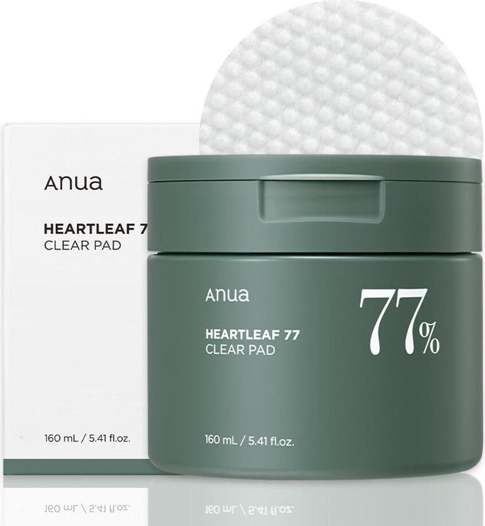 ANUA (HEARTLEAF 77% CLEAR PAD) – Feuchtigkeitsspendende und Produktbild 