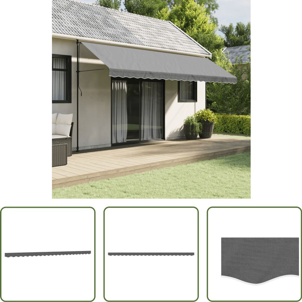 The Living Store Markisenvolant Anthrazit Gestreift 5 m