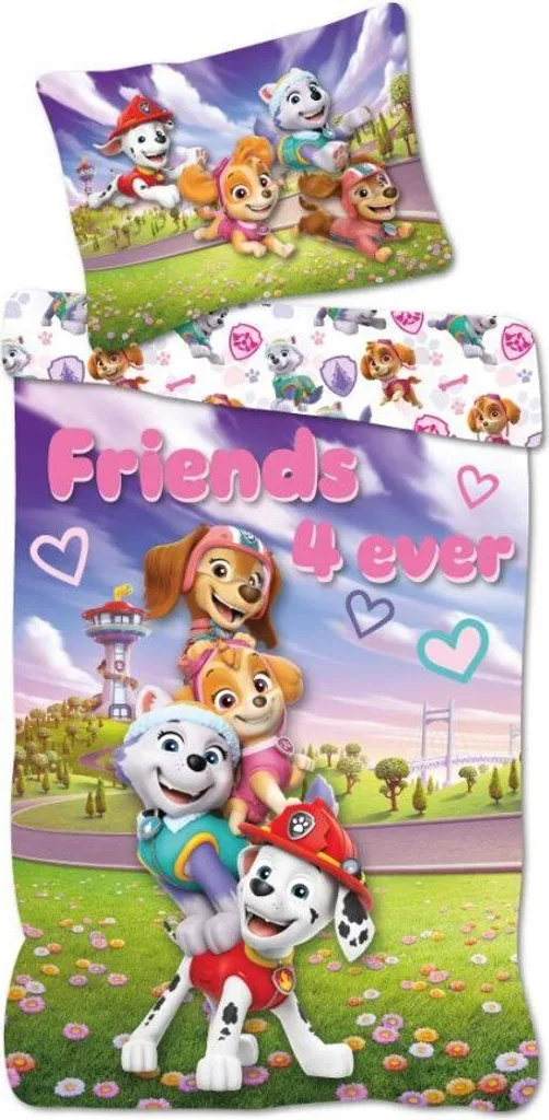 Set Copripiumino Paw Patrol Friends 4 Ever 140x200cm | Letto Singolo