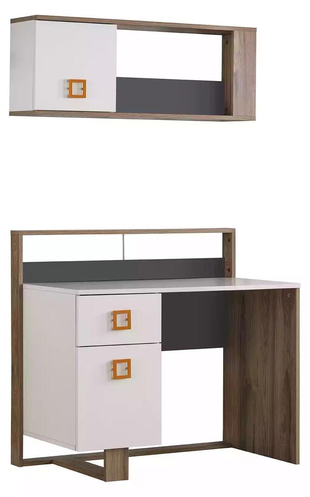 Garnitur Schreibtisch Kinderzimmer Set 2tlg Regal Computer Holz Weiß