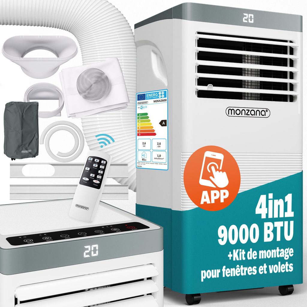 MONZANA® Climatiseur Mobile 9000 BTU Silencieux – WiFi & Image du produit 