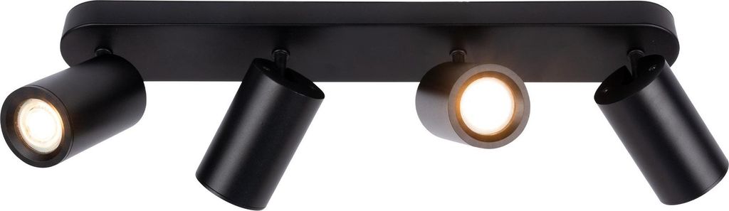 Ledvion - LED-Deckenstrahler Schwarz 4-Licht, Dimmbar, 5W, 6500K, Rechteck, Neigbar, GU10-Fassung & Lampe, IP20