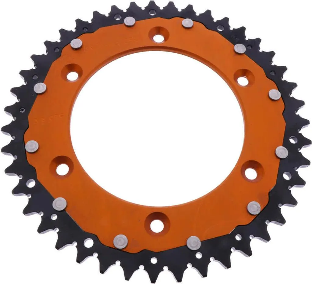 Couronne Moto ZF 43 Dents Pas 520 Orange Noir pour Cross et Enduro
