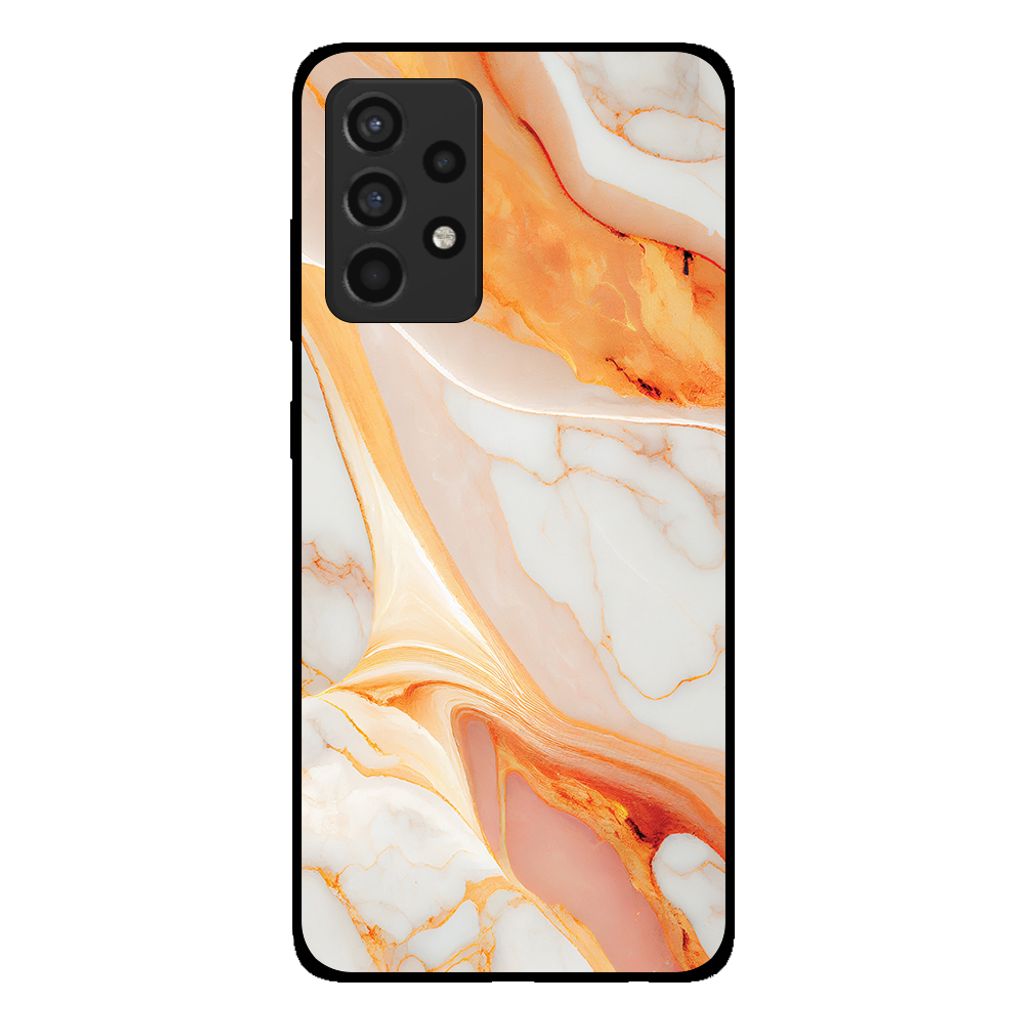 Smartphonica Handytasche für Samsung Galaxy A52 5G mit Marmordruck - TPU-Hülle mit Marmordesign - Orange