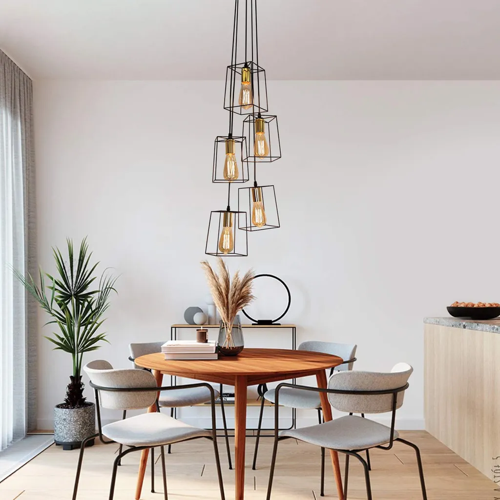 Lampe de Table Suspendue à Hauteur Réglable Noire E27 Style Industriel - 9