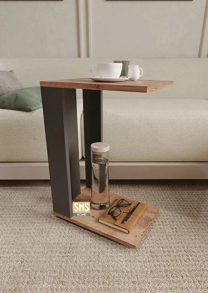 Table d'appoint Intergas sur roulettes 42,2x28,4x62 cm pin et anthracite
