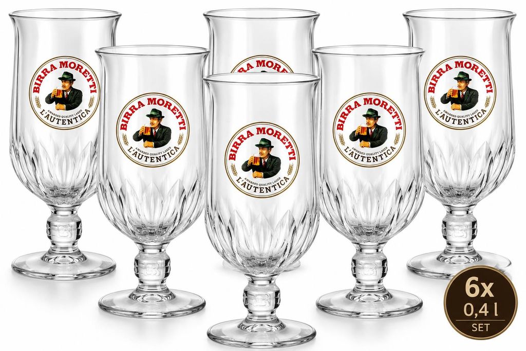 Birra Moretti Biergläser 0,4 l - 6er Set mit Markenlogo Produktbild 