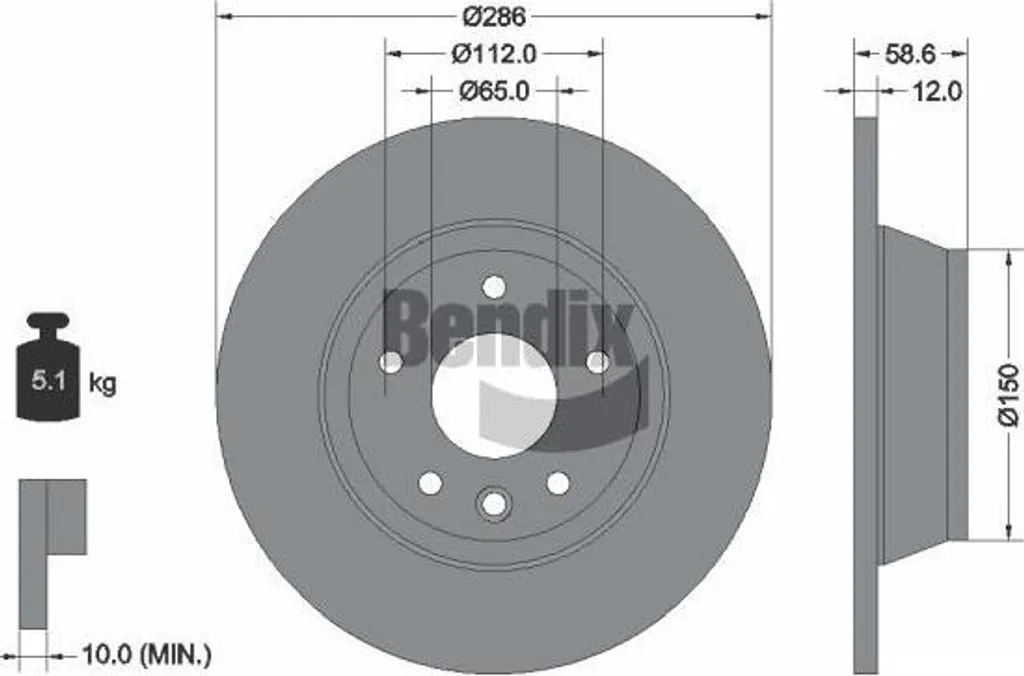 Disque de frein OE 8J0615601 Bendix BDS1727 Qualité Premium Audi TT
