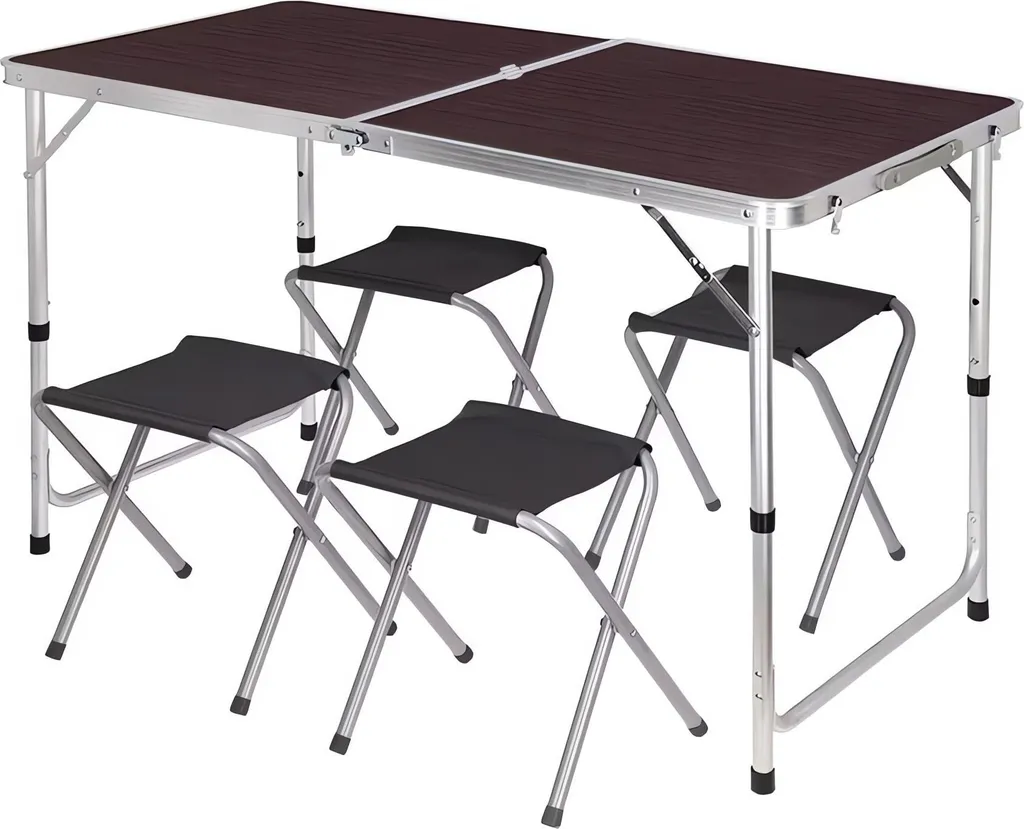 Set de camping pliant 4 personnes Verk 14469 marron - Table et bancs