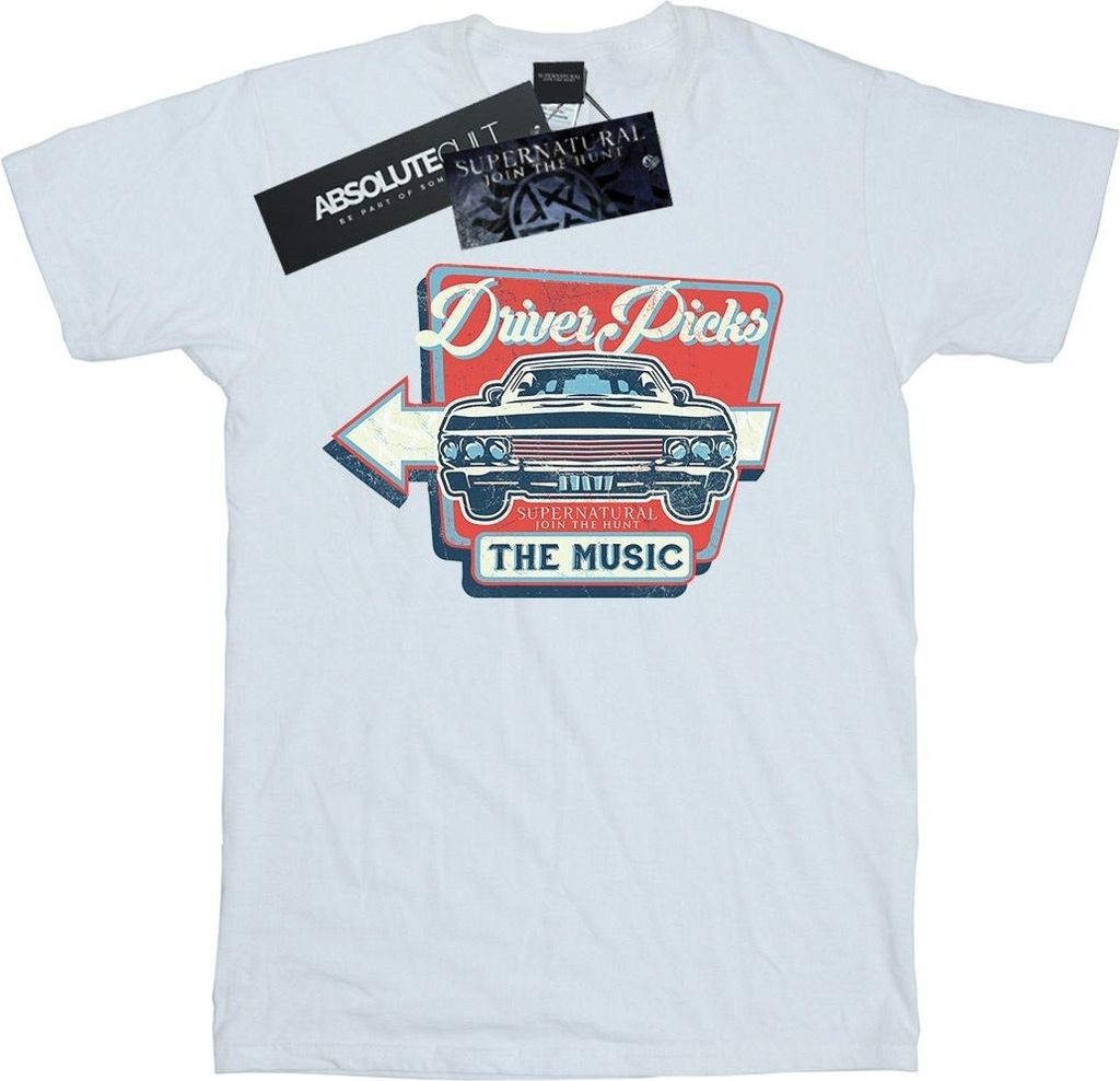 Supernatural - "Driver Picks The Music" T-Shirt für Herren BI51926 (L) (Weiß)